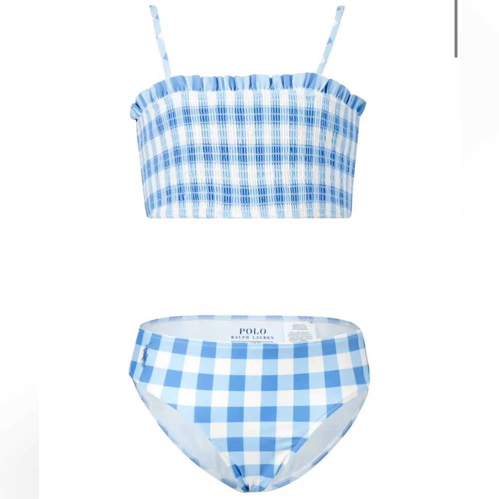NWT Ralph Lauren Girls' Gingham Two Piece Swimsuit